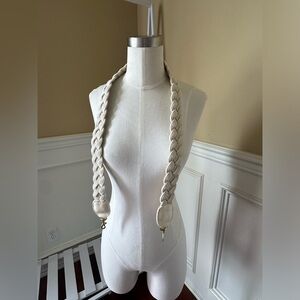 Clare V cream woven crossbody strap